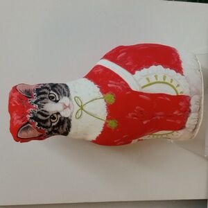 Doorstop.  Christmas Cat. Mrs. Claus Made in USA